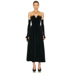 ALEX PERRY Patten Velvet Sweetheart Teacup Glove Dress AU14(US10)